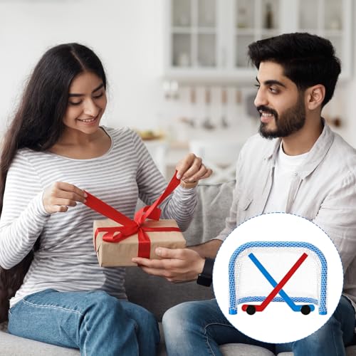 Mini Tabletop Hockey Game Set Including 2 Goal Nets 2 Ice Hockey and 2 Sticks Christmas Indoor Desk Novelty Toy Fast Paced Fun Sport Party Games for Adults