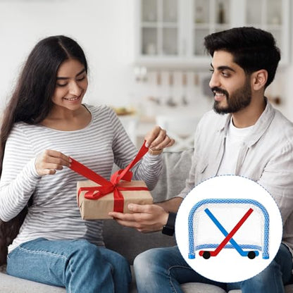 Mini Tabletop Hockey Game Set Including 2 Goal Nets 2 Ice Hockey and 2 Sticks Christmas Indoor Desk Novelty Toy Fast Paced Fun Sport Party Games for Adults