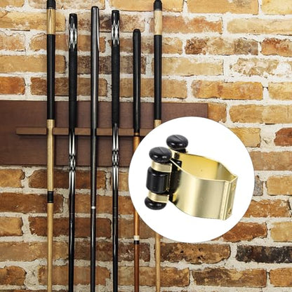 ULTECHNOVO 4pcs Metal Rod Holder and Pool Cue Clip Set, Large Bar Clamps Fishing Rod Clamp for Outdoor Pole Storage and Billiard Cue Holder Rack
