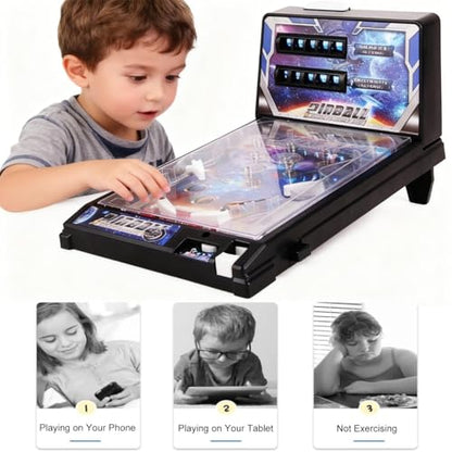 Electronic Pinball Ball Shooting Game for Children and Family, Desktop Pinball Machine Retro Arcade with Lights Sounds and Scorer, Birthday Party Gift, Puzzle Pinball Game