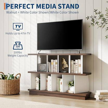 GAOMON 8 Cube Low Bookshelf Bookcase - Wooden TV Stand Cabinets with Removable Back Panels, Modern Home Display Storage Rack for Living Room, Bedroom, Entrance - Walnut - color: Walnut