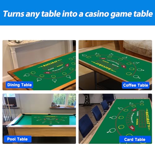 GSE Games & Sports Expert 36" x 72" Casino Layout Felt, Professional Casino Tabletop Mat for Parties, Casino Poker Game Night - style: Baccarat