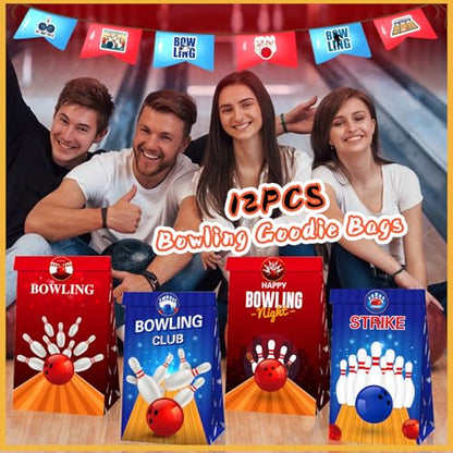 Bowling Party Favors Themed Birthday Party Decorations Supplies Include Keychains Slap Bracelets Goodie Bags Stickers Mini Bowling Game Toy Set Bowling Party Favors Gifts for Pinata Filler
