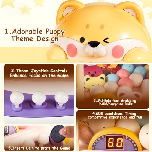 Toy Claw Machine for Kids, Kids Vending Machines with Adjustable Sound, Mini Arcade Claw Machine for Candy Grabber Prize Dispenser Home Party Christmas & Birthday Gifts for Children/Adults, Ages 3+
