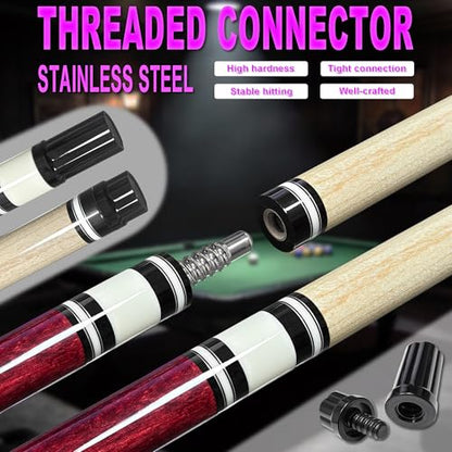 HomeSeason Pool Cue Stick 58" Professional Billiard Canadian Maple Pool Stick with Leather Case & 13mm Tip, 18/19/20/21oz for Adults Pro Player - color: 18oz(Wine Red)