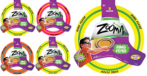 JA-RU Zooma Ring Flyer (4 Units) 11.2 Inch Flying Discs for Kids. Pool Toy & Beach Games. Outdoor Kids Play Equipment. Disc Golf Yard Games. Birthday Gifts 1029-4p