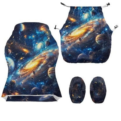 Stretchy Chair Slipcovers with Arms Bling Starry Night Gaming Chair Cover Cat Scratch Proof Rotating Gaming Chair Covers Protector 4PCS Complete Set for Office Professional Environment - color: Bling Starry Night