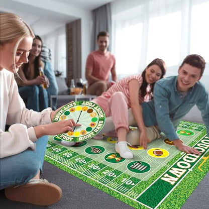 Capoda 2 Pcs Football Party Game Football Twist Pose Mat with Spinner Sport Poses Floor Mat Spinner for Sport Game Day Tailgate Party Family Classroom School Activity - style: Football