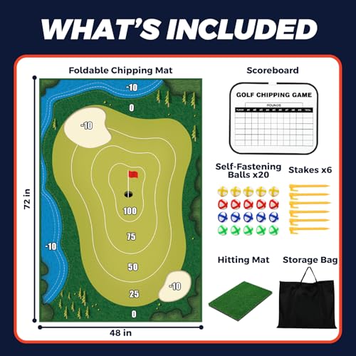 TOY Life Chipping Golf Practice Mats Golf Game Training Mat Indoor Outdoor Games for Adults Family Kids Outdoor Play Equipment Stick Chip Golf Set Backyard Game(Patented) - style: Golf Green Style