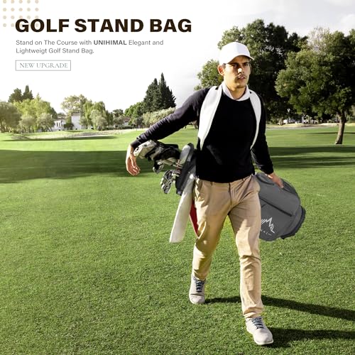 uniHimal Lightweight 7-Way Golf Stand Bag for Men & Women | Carry Bag, Multiple Pockets, Dual Straps - color: gray