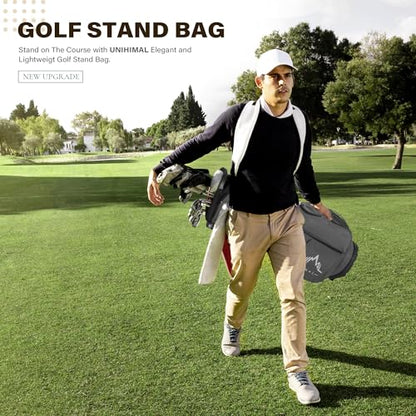 uniHimal Lightweight 7-Way Golf Stand Bag for Men & Women | Carry Bag, Multiple Pockets, Dual Straps - color: gray