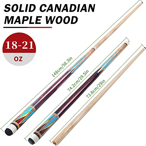 AKLOT Pool Cues,58" Pool Cue Stick Canadian Maple Wood Billiard Cues Sticks for Professional Billiard Players 18 19 20 21 oz - color: 3 Set Shining