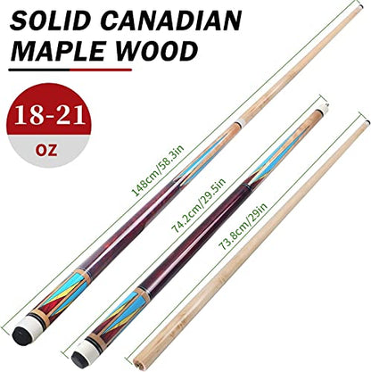 AKLOT Pool Cues,58" Pool Cue Stick Canadian Maple Wood Billiard Cues Sticks for Professional Billiard Players 18 19 20 21 oz - color: 3 Set Shining