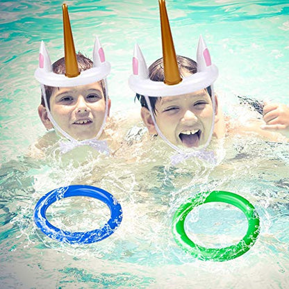 Joliyoou Unicorn Party Games, Inflatable Ring Toss Game Set Include 2 Pieces Unicorn and 12 Pieces Toss Rings, Party Game Favors 2 Pack
