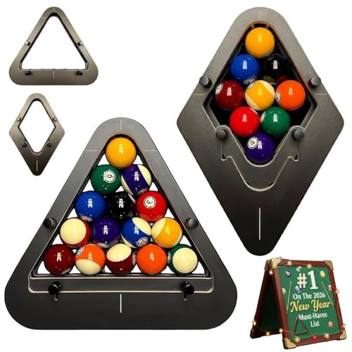 Professional Precision Billiard Rack System, Adjustable Triangle/Diamond Lock Billiards Accessories for Wood 8-Ball/9-Ball Pro Pool Balls Racks - color: Mix