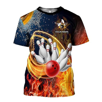 Rivelus Personalized Name Bowling Shirts for Men and Women 3D, Bowling Shirts for Team Bowling, Bowling Shirts Gift - color: Blm27