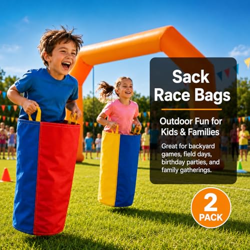 RAINFLOW Potato Sack Race Bags - 2 PCS Outdoor Games Sack Race Bags for Adults and Kids Carnival Games for Outside Camping Backyard Birthday Party Family Reunion Field Day