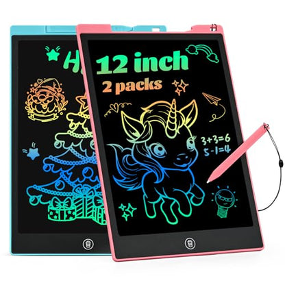EooCoo Toys for Ages 3-8, 12 Inch LCD Writing Tablet 2 Pack, Preschool Classroom Must Haves, Electronic Drawing Board Drawing Pad, Birthday Gifts for Boys & Girls, Kids Travel Essential - 12 Inch - color: 12”pink&blue