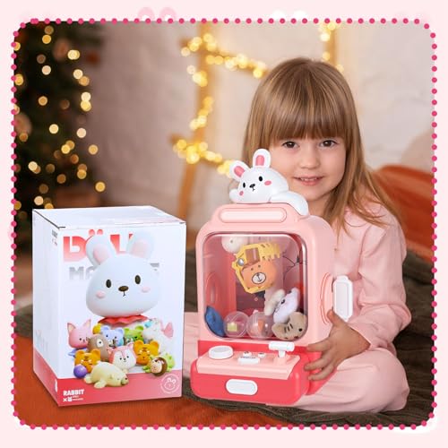 Arrowbash Cartoon Claw Machines for Kids 36 Prizes Age 6+ Mini Vending Machines with Music for Kid with Plush Toy Christmas Birthday Thanksgiving Girls Boys Gifts(Bunny) - style: Bunny