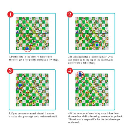 KIDAMI Mini Magnetic Snakes and Ladders Board Game Set, Folding Portable Design and Light-Weight, Travel Game Set Gift for Kids Toddlers (7.64 × 7.64 inches) - color: Snakes & Ladders