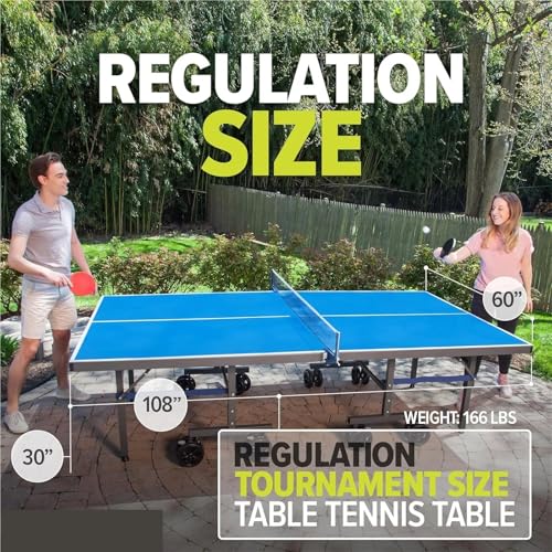 Table Tennis Table Tennis Table with Waterproof Net Set - Quick Assembly Aluminum Composite Outdoor Ping