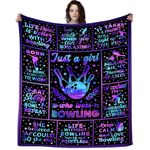 Bowling Gifts for Women Lovers, Soft Cozy Flannel Sports Throw Blanket, Unique Gift Ideas for Bowling Instructor Coach 50"x40" - color: Bowling, size: 50"x40"