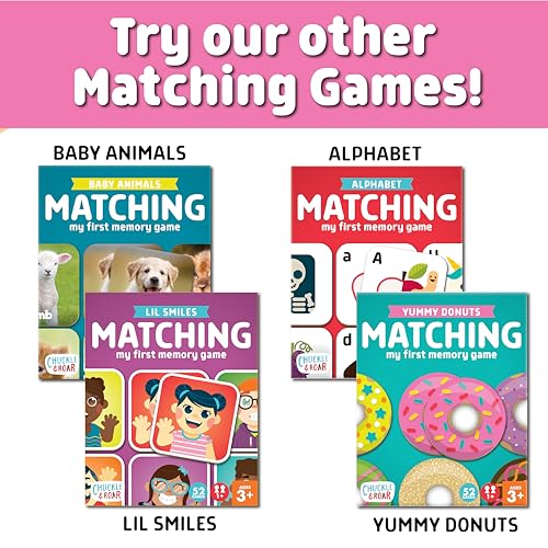Chuckle & Roar My First Memory Game - Donuts, Ages 3+, 52 Tiles - Builds Recall & Focus, Preschool Play - Sturdy Tiles, Matching Game - Solo or Group Play, Toddler Activity Ages 3-5 - color: Donuts