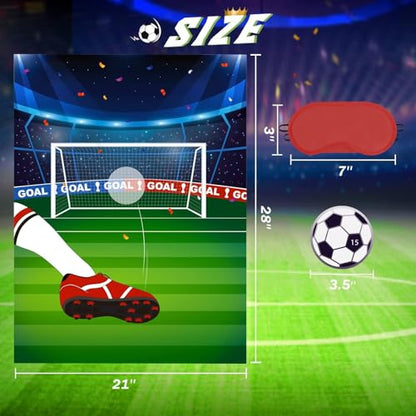 WERNNSAI Pin The Soccer on The Goal - Soccer Party Games for Kids Sports Themed Party Decorations Poster with 24pcs Ball Stickers Classroom Sports Party Favors - style: Soccer
