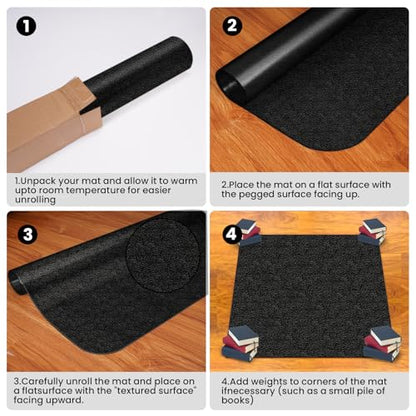 Office Chair Mat for Hardwood Floor: 63" x 51" Extra Large Black Office Chair Mats, Anti-Slip Rubber Floor Mat for Gaming Rolling Chair, Heavy Duty Protector for L Desk, Home, Gaming Easy Glide