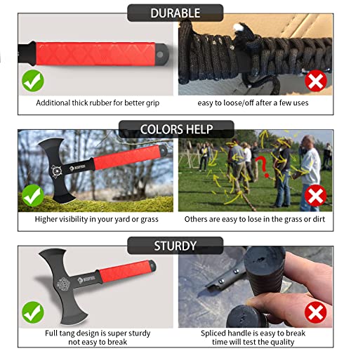 NedFoss Throwing Axes and Tomahawks with Innovative TPR Rubber Handle, 11.9" Full Tang Double Bit Throwing Axe Set with Sheath, Viking Axe Throwing Game for Recreation and Competition - color: Throwing Axes - RW