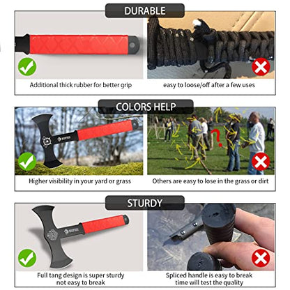 NedFoss Throwing Axes and Tomahawks with Innovative TPR Rubber Handle, 11.9" Full Tang Double Bit Throwing Axe Set with Sheath, Viking Axe Throwing Game for Recreation and Competition - color: Throwing Axes - RW