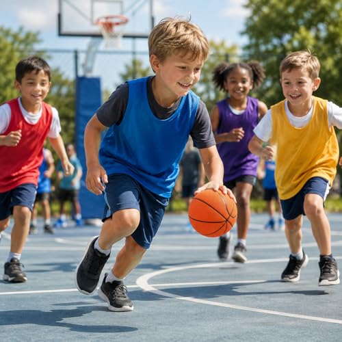 The Dreidel Company 7" Mini Rubber Basketball for Kids – Size 3 Youth Indoor Outdoor Basketball with Easy Grip Pebbled Texture for Mini Hoops, Toddlers and Beginner Ballers - size: 12-Pack