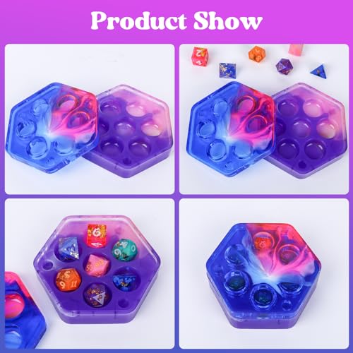 KISREL Dice Resin Molds, DND Dice Set and Organizer Box Epoxy Resin Mold with 7 Standard Stereoscopic Dice Cavities, Silicone Molds for Resin, DND Dice Set Making Kit, Table Board Game - size: Dice Resin Molds - 7pcs