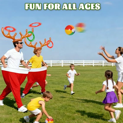 7 Pcs Granny Pants Yard Game Set – Large & Small Pants with 4 Bouncy Balls and 1 Air Pump,Fun Parent-Child Outdoor Game for Family Reunion, Group Parties & Backyard Activities - color: Red White B
