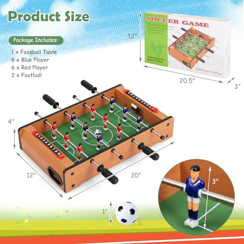 Goplus Foosball Table, 20 Inch Mini Tabletop Soccer Table with 2 Balls, Score Keepers, Portable Football Table for Kids, Family Night, Game Rooms