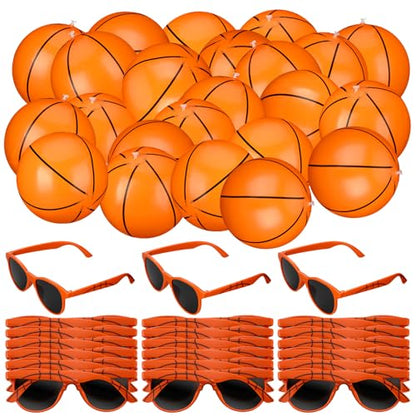 48 Pcs Basketball Party Favors Beach Balls Inflatable Basketballs 10 Inch with Glasses Sport Team Gifts for March Decor Water Pool Party Supplies Summer Birthday Goodie Bag - style: Basketball