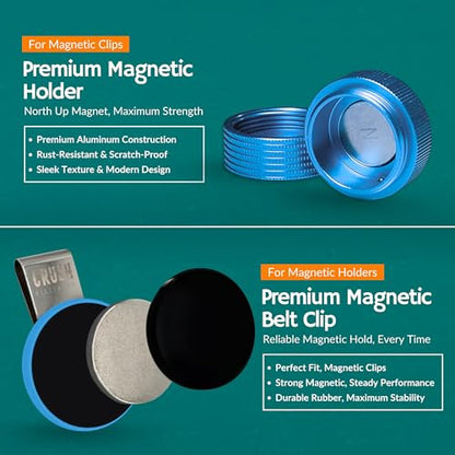 Magnetic Chalk Holder with Lid & Belt Clip – Round Billiard Pool Cue Chalk Holder with Strong Magnet, Portable Snooker Chalk Case for Players - color: Blue