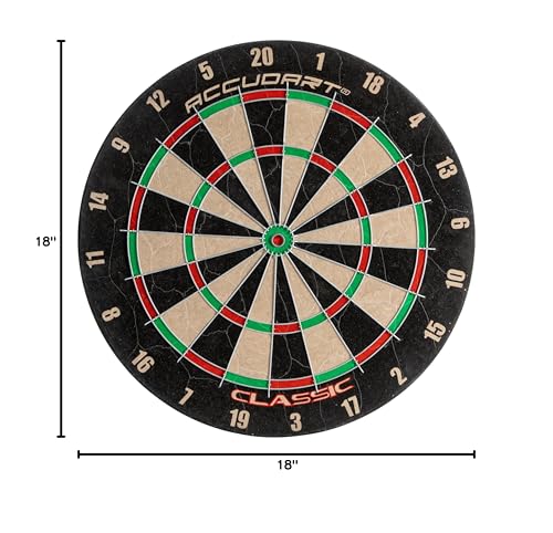 Accudart Classic Bristle Dartboard – Official 18” x 1.5” Sisal Board, Self‑Healing Fibers, Staple‑Free Bullseye, Reduced Bounce‑Outs – Ideal for Steel‑Tip Darts