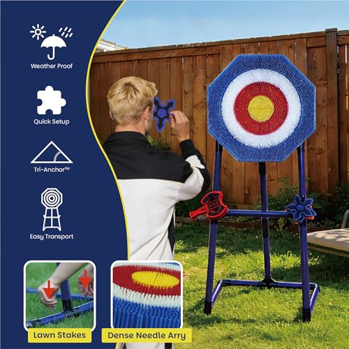 Axe Throwing Game for Backyard, Kids Axe Throwing Game with 4 Axes & 4 Darts, Height Adjustable Axe Throwing Target Set, Safe Indoor & Outdoor Throwing Axe Set for Family Fun