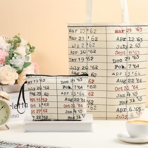 Sieral 2 Pcs Animal Lover Bag Gift for Women Travel Canvas Tote Portable Zipper Pouch Canvas Reusable Grocery Tote - style: Librarian