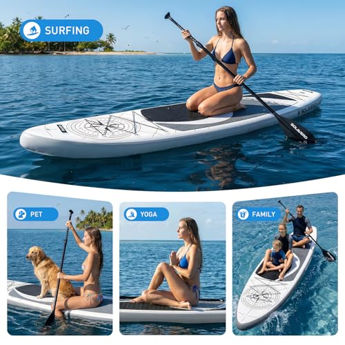 SOLAVERO 10'6" Inflatable Paddle Board for Adults, Stand Up Paddle Board with Premium SUP Accessories,Anti-Slip EVA Deck for Youth & Adults of All Skill Levels - color: Compass