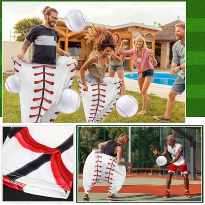 Shappy Granny Pants Yard Game, 2 Pcs 31.5 x 39.5 Inches Big Baseball Granny Pants with 8 8 Inch Bouncy Balls 2 Pump Giant Baseball Outdoor Game for Family Reunion Team Building Picnic Field Day - style: Baseball