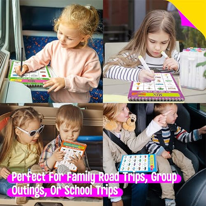 SpriteGru Scavenger Hunt Activities Book, 30 Road Trip Bingo Games, Reusable & Erasable Game Pad, Interesting Explore and Find Activity Travel Toy for Road Trip, Airplane Travel - style: Bingo Games