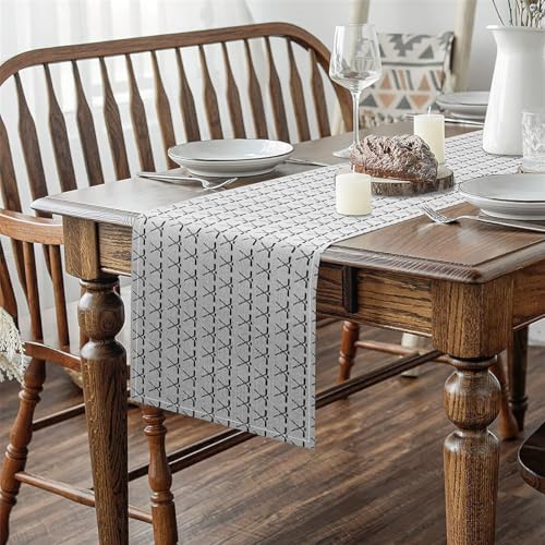 Erosebridal Gray Hockey Table Runner 13x48, Ball Sports Games Table Runners for Kids Boys Girls, Racket Ice Hockey Tabletop Decor for Dining Living Room Bedroom, Lacrosse Sticks Dresser Scarf - size: 13" X 120"