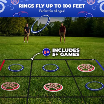 Swooc Games® - Fling Tac Toe™ (9ft x 9ft) Giant Tic Tac Toe Game Outdoor | Weatherproof Giant Outdoor Games for Adults and Family | Large Backyard Games for Kids | Jumbo Outside Yard & Lawn Game
