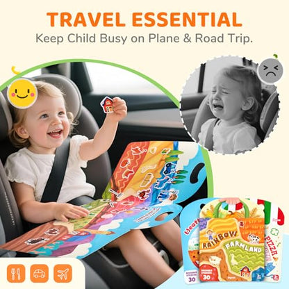 JoyCat Reusable Sticker Book Set (3-Pack): Farm, Pizza-Making, Weather - 90 Pcs Stickers for Toddlers, Kids Sticker Activity Book, Road Trip Travel Toys, Birthday Gifts for Boys and Girls - style: 3-Pack: Weather, Farm, Pizza