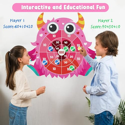 Yquqwn Monster-Themed Dart Game Set Includes 12 Sticky Dart Balls and Hanging Hook Dart Throwing Game for Parties Indoor Party Games Picnics Camping Activities Wall Dart Game