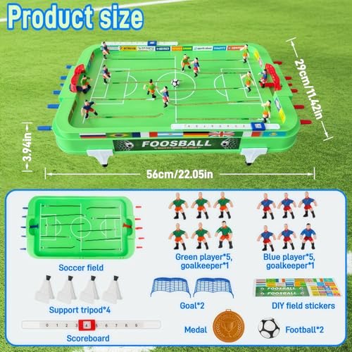Foosball Game Table - Mini Table Finger Soccer Game for 2+ Players, 21x11 Inches, Interactive Indoor Outdoor Desktop Foosball, Ideal for Family Gatherings, Parties & Football Match Celebrations