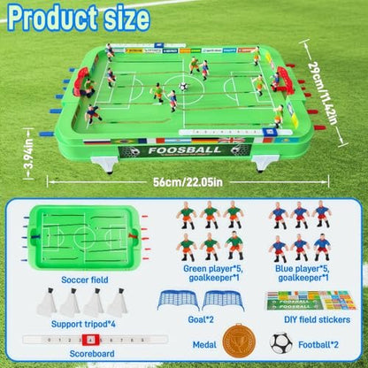 Foosball Game Table - Mini Table Finger Soccer Game for 2+ Players, 21x11 Inches, Interactive Indoor Outdoor Desktop Foosball, Ideal for Family Gatherings, Parties & Football Match Celebrations