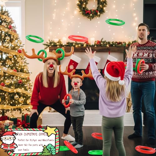 2 Set Inflatable Reindeer Antlers Ring Toss Game, Christmas Games for Family Party Great for Adults and Kids - style: 4 PACK